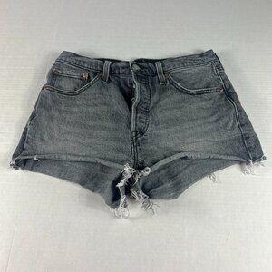 Levi's Jean Shorts Women 29* 501 High Rise Grey Faded Cut Off Denim Jorts Tag 28